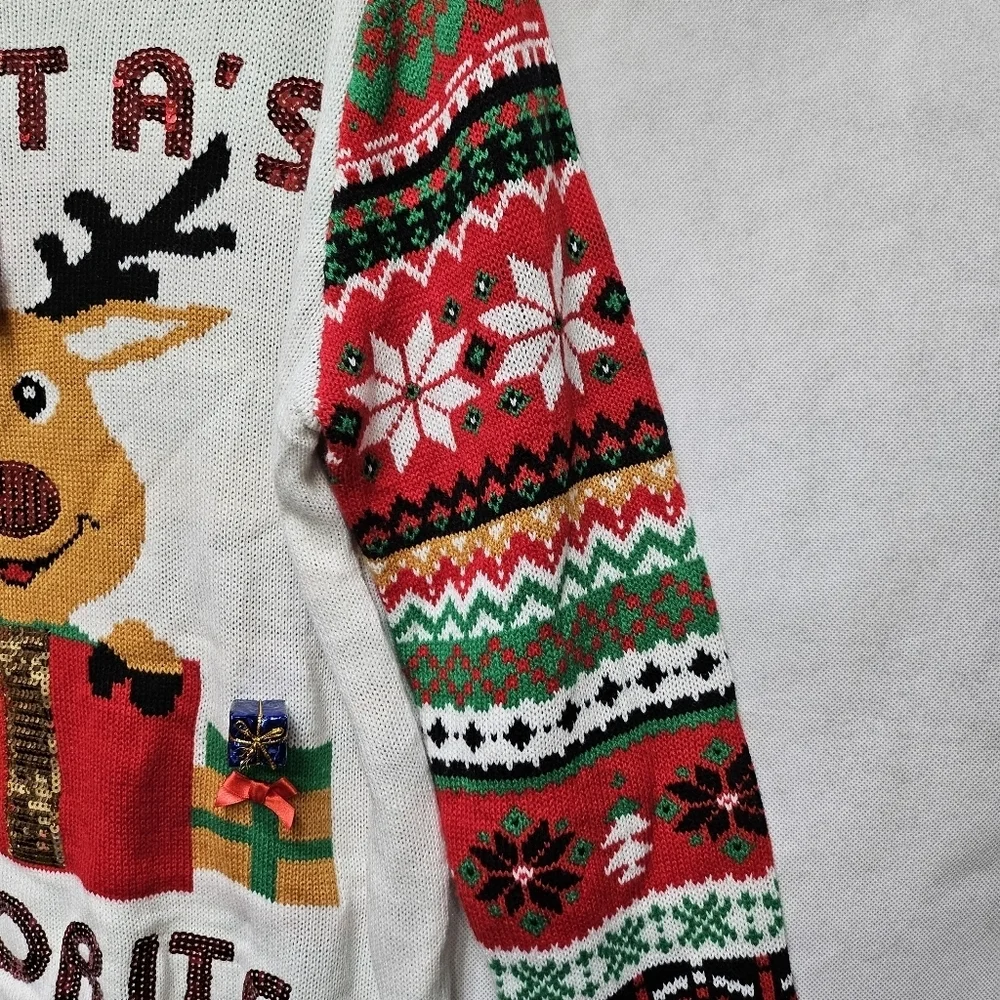 No Boundaries Santa's Favorite Red Sequin Ugly Sweater 100% Acrylic Sz XXXL